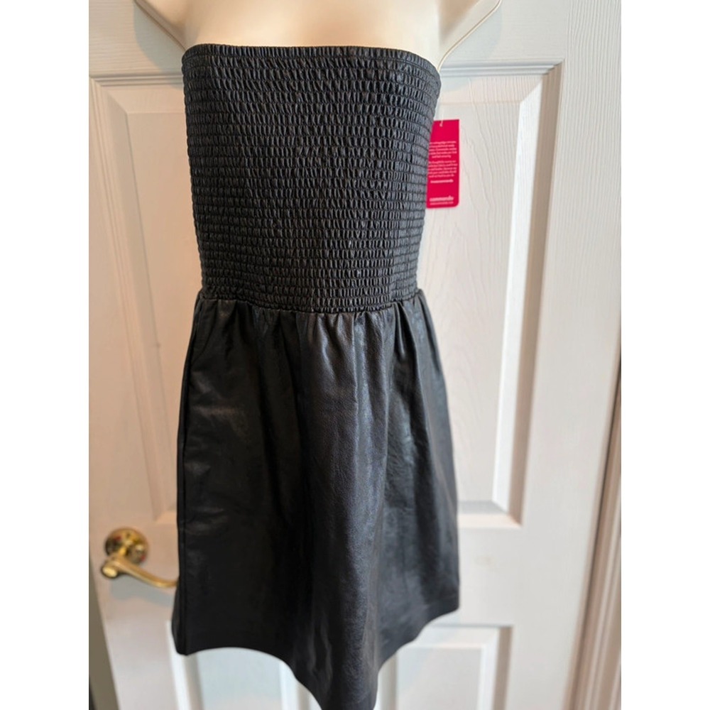 Commando Faux Leather Smocked Strapless Dress Black M/L FLT301 NWT Luxury
